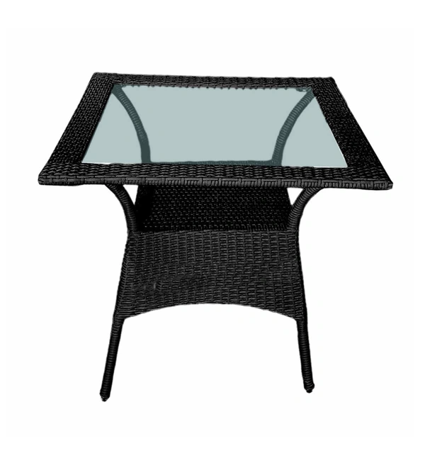 Zecado Pristine 4 Seater Wicker Lawn Chair Set in Black Corduroy Finish with Off-White Cushions - Black, Off-White