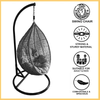 Zecado Aqua outdoor & indoor swing chair in Turquoise & Black with Red Cushion - Turquise