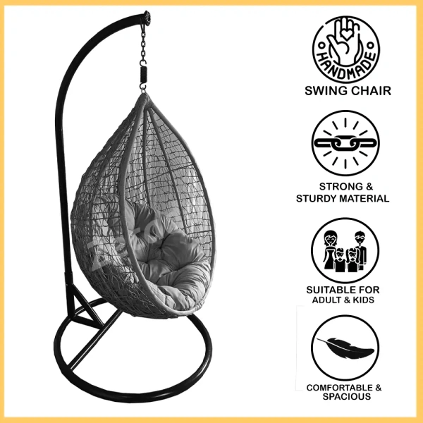 Zecado Aqua outdoor & indoor swing chair in Turquoise & Black with Red Cushion - Turquise