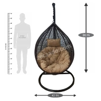 Zecado Spider Swing Chair for Garden & Outdoor in Brown with Fawn Cushion & Head Cushion - Black