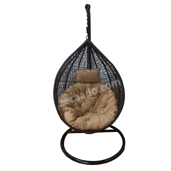 Zecado Spider Swing Chair for Garden & Outdoor in Brown with Fawn Cushion & Head Cushion - Black