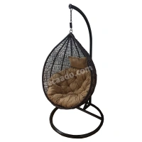 Zecado Spider Swing Chair for Garden & Outdoor in Brown with Fawn Cushion & Head Cushion - Black