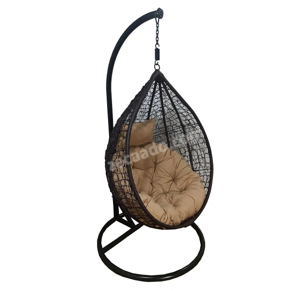 Zecado Spider Swing Chair for Garden & Outdoor in Brown with Fawn Cushion & Head Cushion - Black