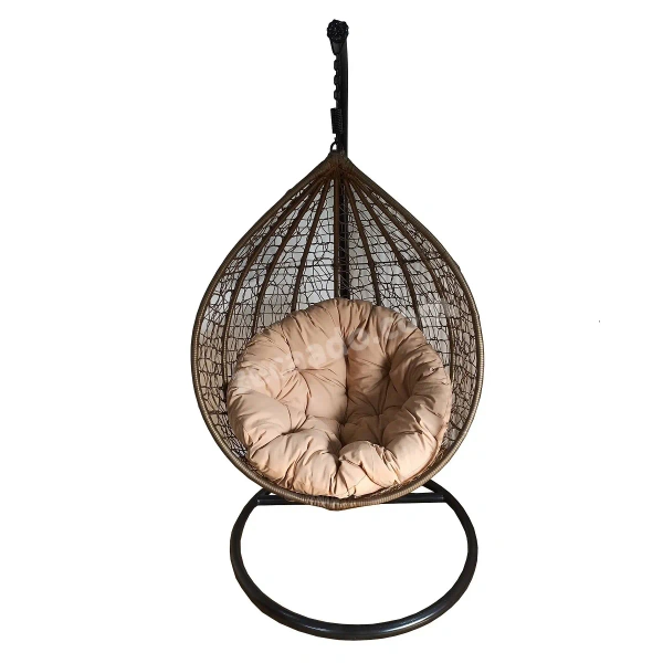 Zecado Spider Swing Chair for Garden & Outdoor in Gold with Fawn Cushion - Camel