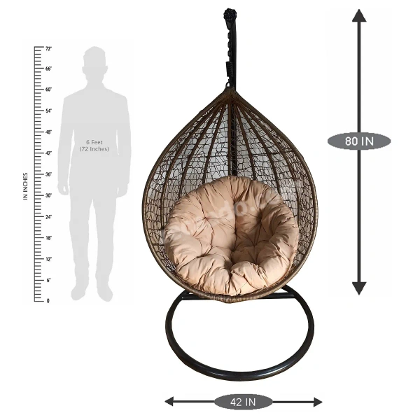 Zecado Spider Swing Chair for Garden & Outdoor in Gold with Fawn Cushion - Camel