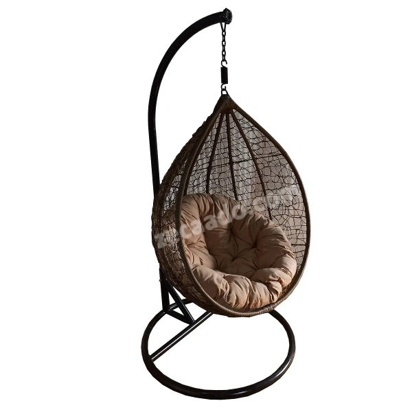 Zecado Spider Swing Chair for Garden & Outdoor in Gold with Fawn Cushion - Camel