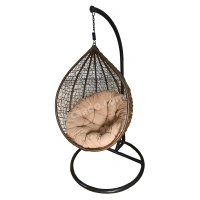 Zecado Spider Swing Chair for Garden & Outdoor in Gold with Fawn Cushion - Camel