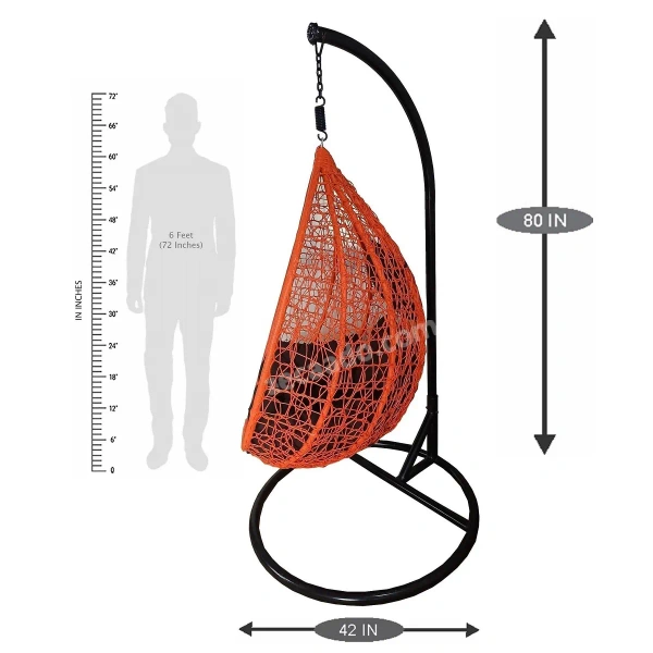 Zecado Spider swing chair for Garden & Outdoor in Orange with Brown Sofa Cushion - Orange