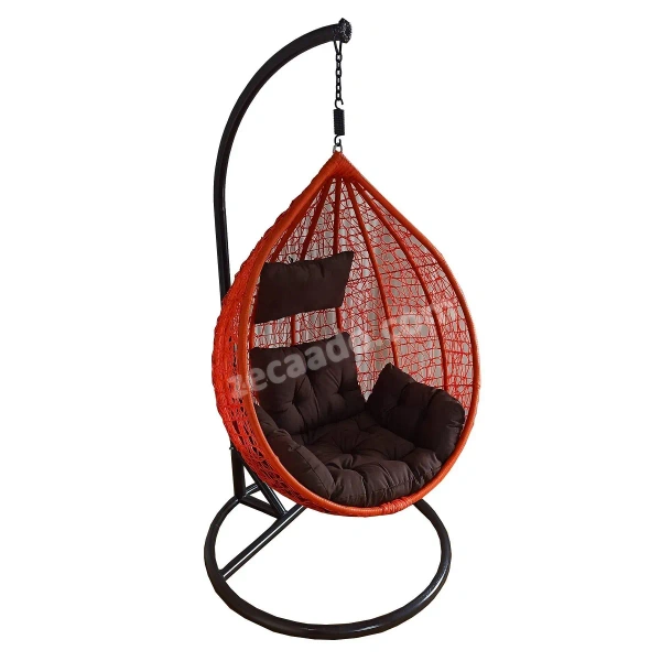 Zecado Spider swing chair for Garden & Outdoor in Orange with Brown Sofa Cushion - Orange