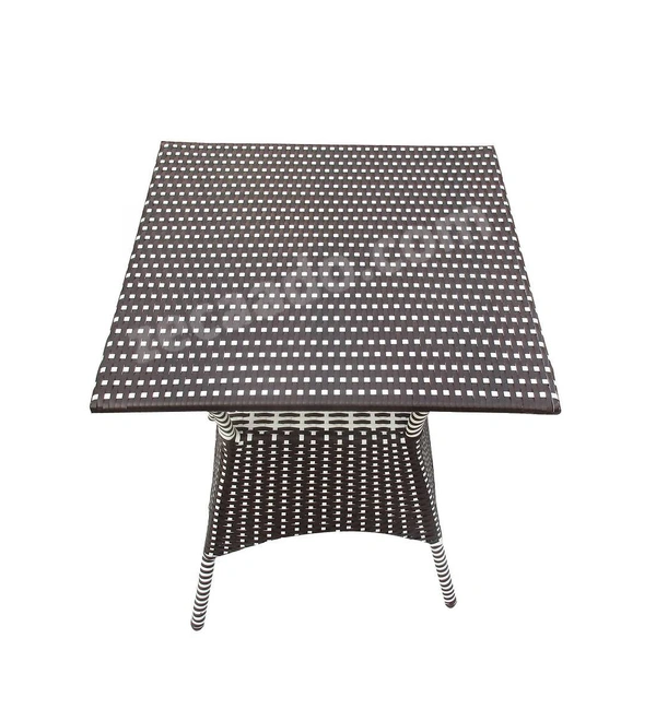 Zecado Tuffy 2 Seater Patio Coffee Table Set In Off-White Corduroy Finish - Brown & White