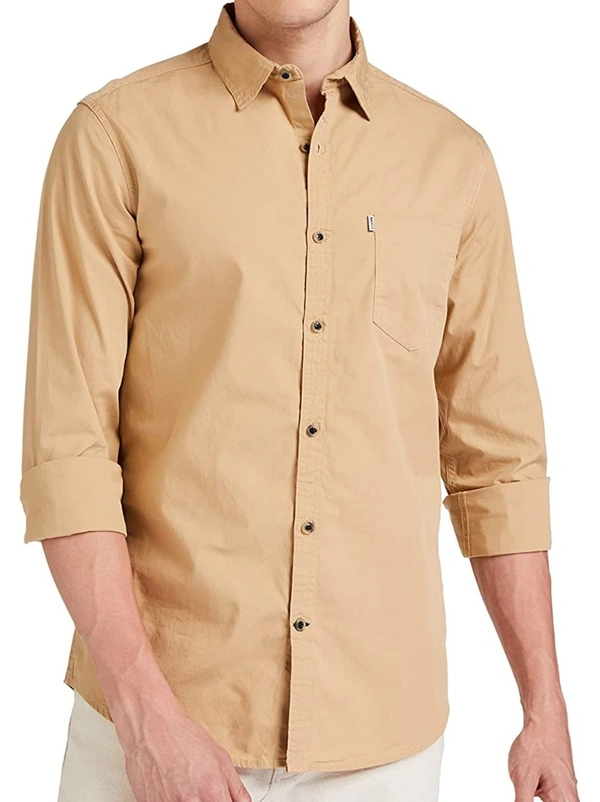 Beige Full Sleeves Shirt - Beige, S
