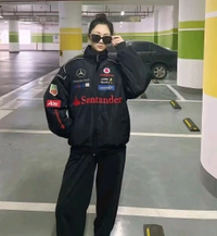 Mercedes Vintage Jacket - Black + Red, M