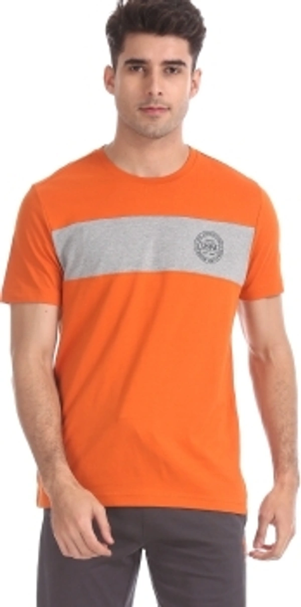 U.S. POLO ASSN. Solid Men Round Neck Orange T-Shirt - orange , M