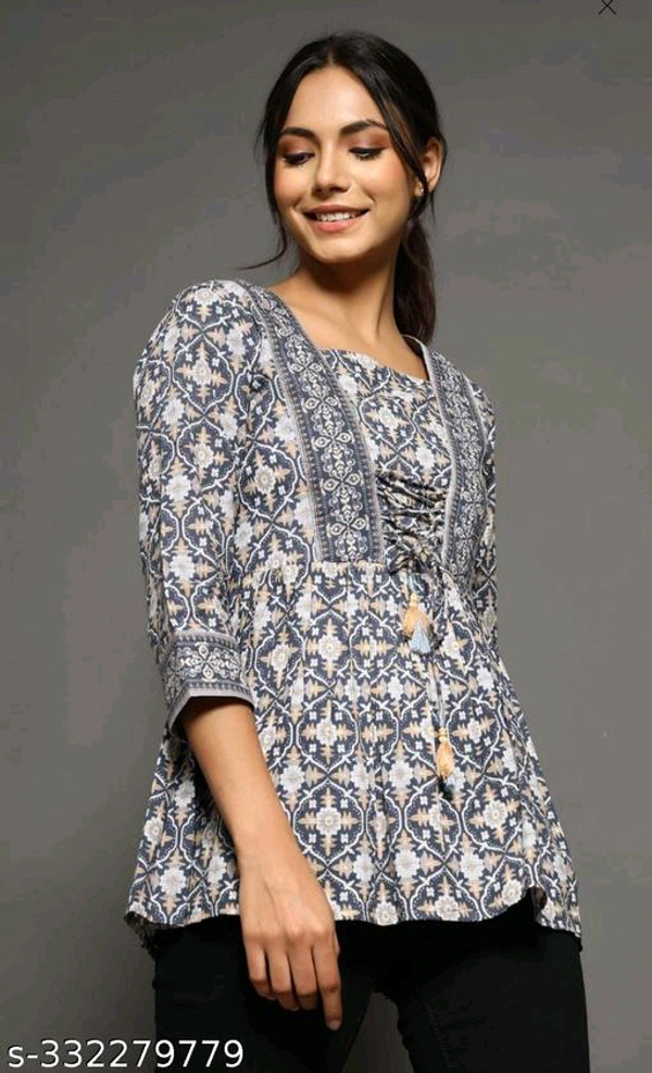 Cotton Women Gray Top 