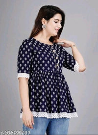 YSS Women's Rayon Party Wear Hope Top - M, Navy Blue