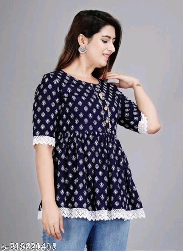 YSS Women's Rayon Party Wear Hope Top - M, Navy Blue