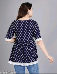 YSS Women's Rayon Party Wear Hope Top - M, Navy Blue