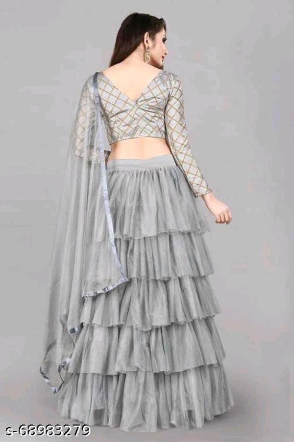 YSS Women Lehenga - Semi Stitched, Gray
