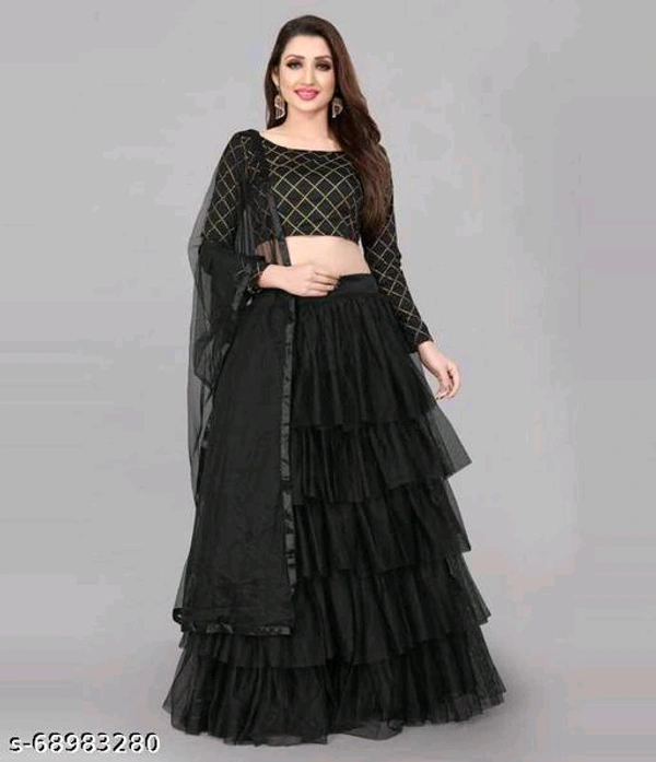 YSS Women Lehenga - Un Stitched, Black