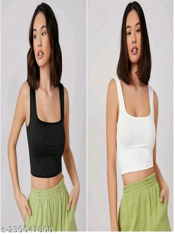 YSS COMBO PACK Edge Notch Neck Rib Knit Tank Top Women Crop Tops and Tunics - L