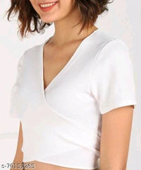 YSS WOMEN FANCY CROP TOP ( Lycra ) - White, XS