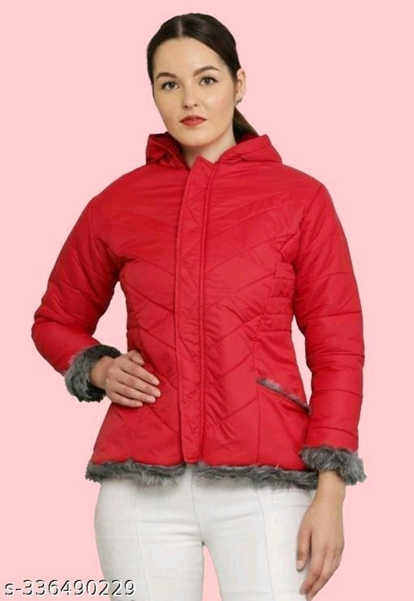 Yss Women Winter Jacket With Hood - Red, M
