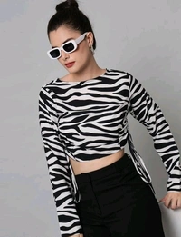 YSS Stylish Women Retro Zebra Top - black and white, XS