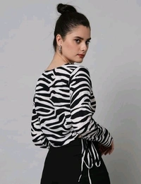 YSS Stylish Women Retro Zebra Top - black and white, Xl