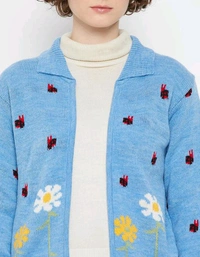 YSS Kasma Women Peter pan collar Full Sleeves Quirky Cardigan - S, Scooter