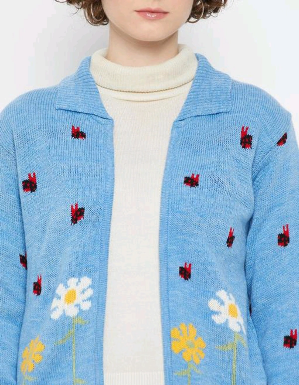 YSS Kasma Women Peter pan collar Full Sleeves Quirky Cardigan - S, Scooter