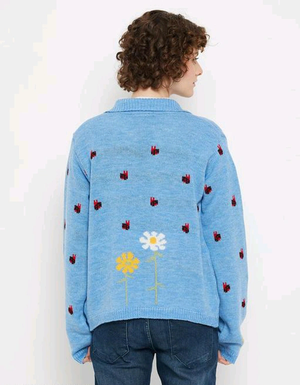 YSS Kasma Women Peter pan collar Full Sleeves Quirky Cardigan - S, Scooter