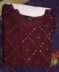 YSS Women's Georgette Sequence Work Kurta Solid Sharara with Dupatta Set - S