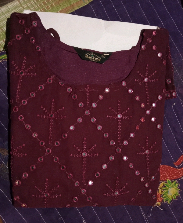 YSS Women's Georgette Sequence Work Kurta Solid Sharara with Dupatta Set - S