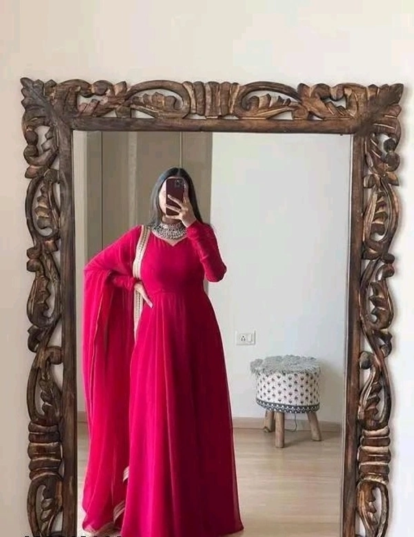 YSS Pretty Designer Women Gowns - M, Brick Red