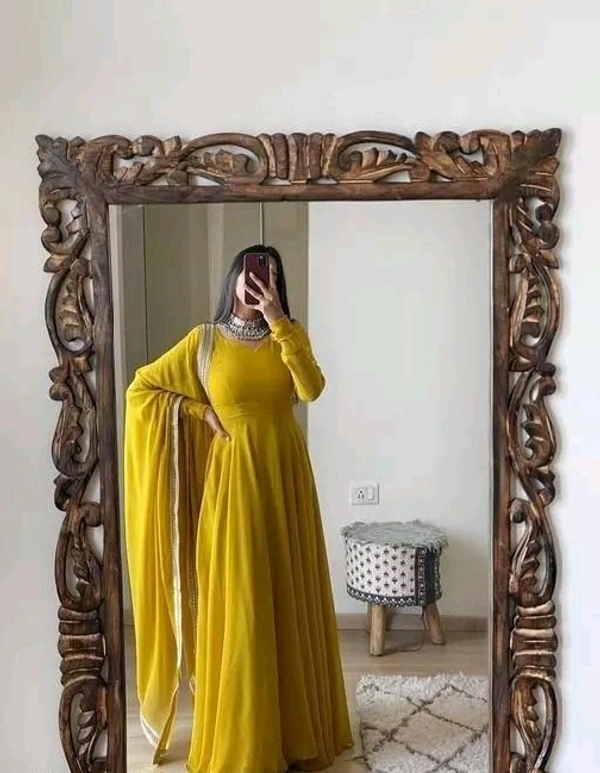 YSS Pretty Designer Women Gowns - M, Yellow