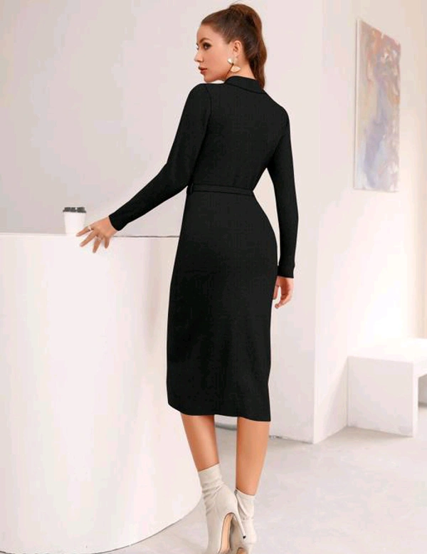 YSS Full Sleeve Round Neck Stretchable Knee Length Trending Western One Piece - M