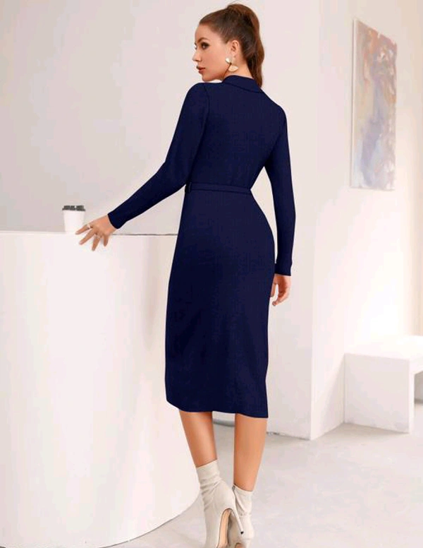 YSS Full Sleeve Round Neck Stretchable Knee Length Trending Western One Piece - M