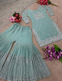 YSS Georgette Designer Kurta Set With Dupatta - M