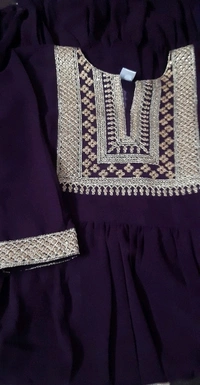 YSS Yoke Embroidered Tiered Georgette Ethnic Dress - XL