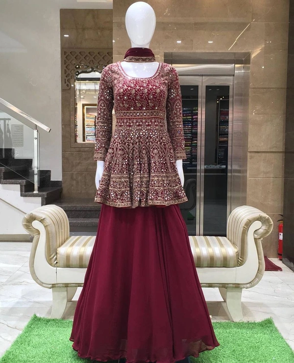 πππ₯*LAUNCHING NEW ΔΔSIGNER PARTY WEAR LOOK NEW SHARARA PLAZO WITH HEAVY EMBROIDERY SEQUENCE WORK *π₯ππππ(AM) - Free Size, Black