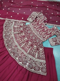πππ₯*LAUNCHING NEW ΔΔSIGNER PARTY WEAR LOOK NEW SHARARA PLAZO WITH HEAVY EMBROIDERY SEQUENCE WORK *π₯ππππ(AM) - Free Size, Black