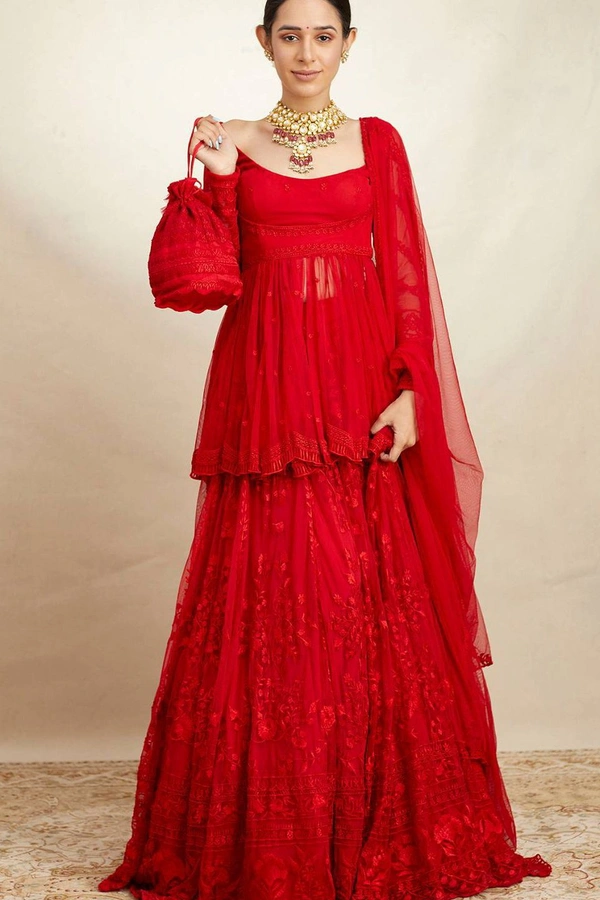 LC 1051♥️ PRESENTING NEW KURTI-PLAZZO SET♥️(am) - Red