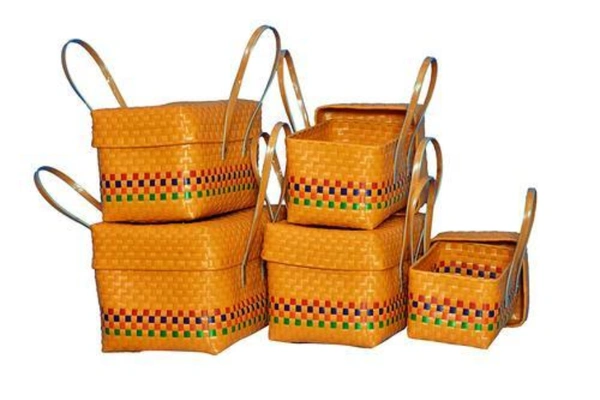CHETTINAD TAPE BASKETS WITH LID | SET Of 5
