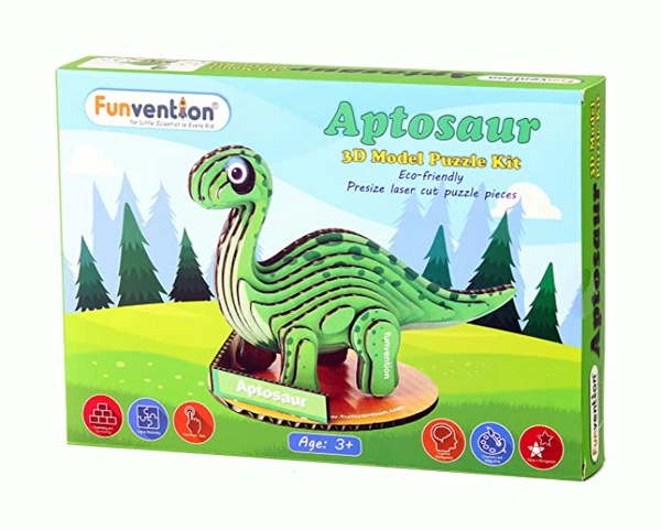 Funvention | Aptosaur 3D Model Puzzle Kit - DIY 3D Puzzle for Kids - Educational Toys - Green, Yes, No, Paper, Cardboard, 26 x 18 x 5.4 cm, Funvention, 200 grams, Shipping Charges will be added during checkout. Order will be shipped within 2-4 working days. Delivery time may vary due to COVID-19 , rainy season and delivery location. TrackingID will be provided to check the real time status of delivery. For any further queries related to order, Kindly send what's app to PieceofPassion Customer Care at +91