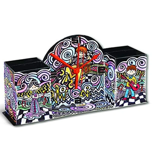 Toykraft | Doodle Design Desk clock: DIY activity for desk accessory holder with clock for 7 years+ to adult - Multi, Yes, No, Paper Cardboard, Toykraft, 300 grams, Shipping Charges will be added during checkout. Order will be shipped within 2-4 working days. Delivery time may vary due to COVID-19 , rainy season and delivery location. TrackingID will be provided to check the real time status of delivery. For any further queries related to order, Kindly send what's app to PieceofPassion Customer Care at