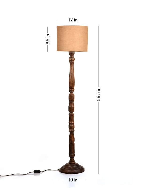 Dark Brown Floor Lamp with Brown Jute Shade
