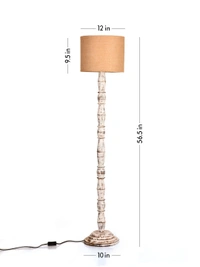 Distress White Floor Lamp with Brown Jute Shade