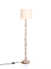 Distress White Floor Lamp with White Cotton Shade