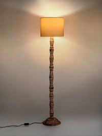 Distress White Floor Lamp with White Cotton Shade