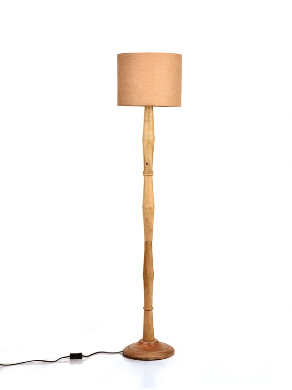 Natural Honey Floor Lamp with Jute Brown Shade
